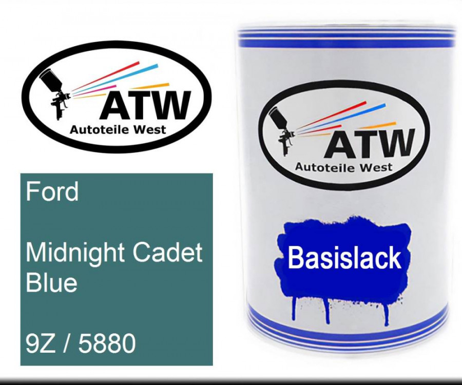 Ford, Midnight Cadet Blue, 9Z / 5880: 500ml Lackdose, von ATW Autoteile West.